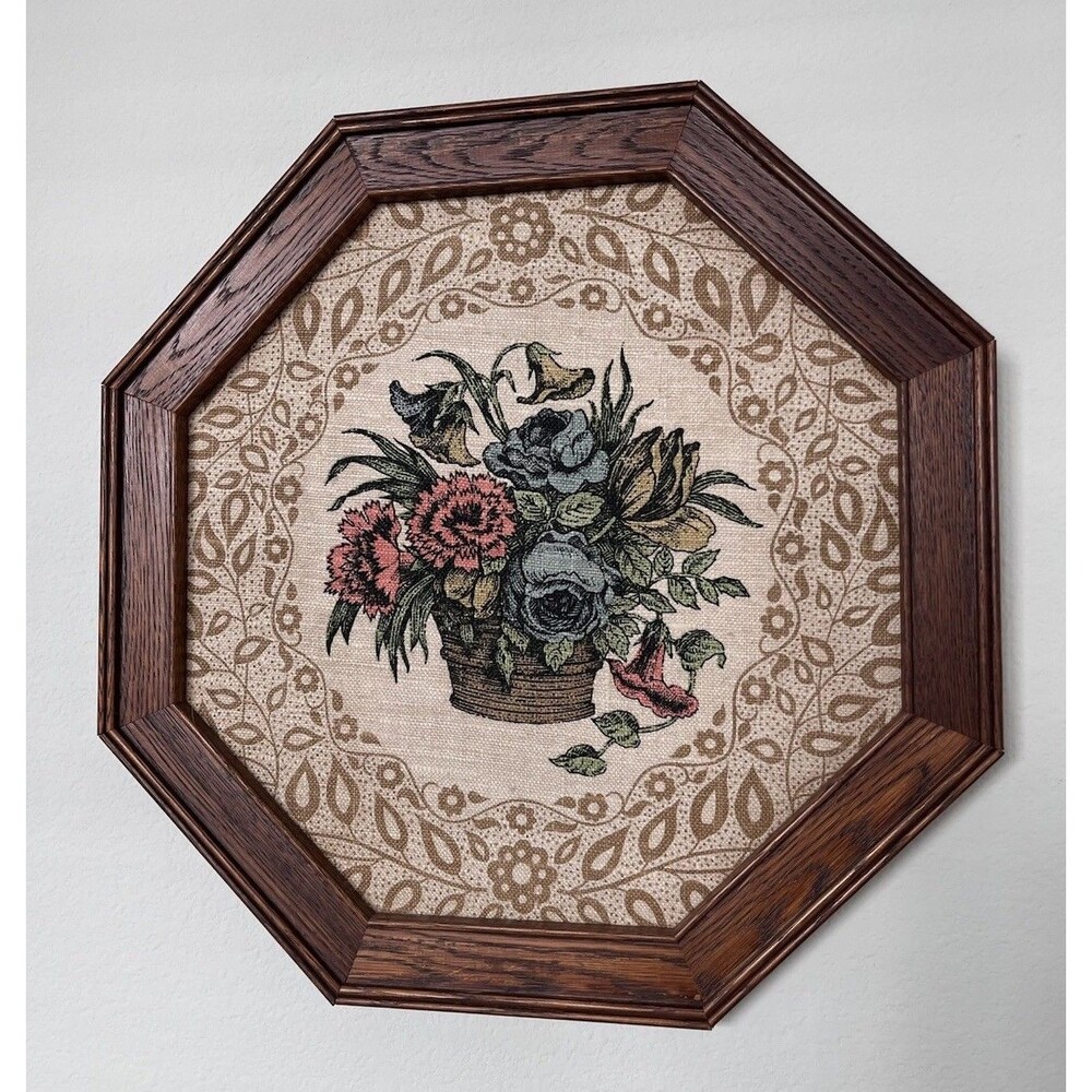 Kay Dee Designs - Octagon Wood Wall Frame, Linen Floral Print